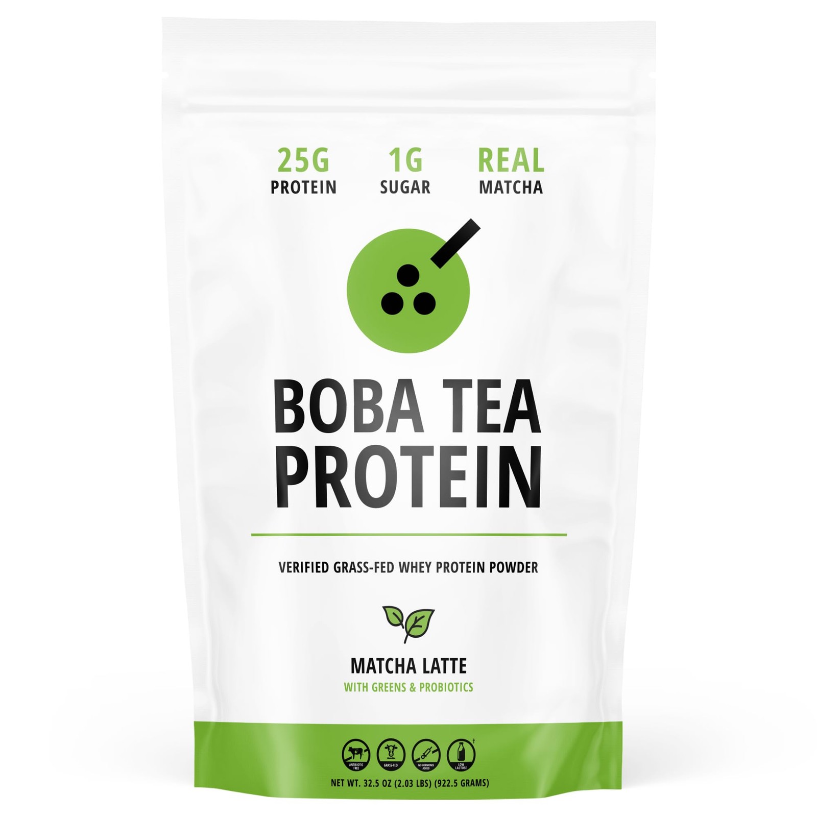 Protein Matcha Latte with 25g Grass-Fed Whey | Gluten-Free Bubble Tea