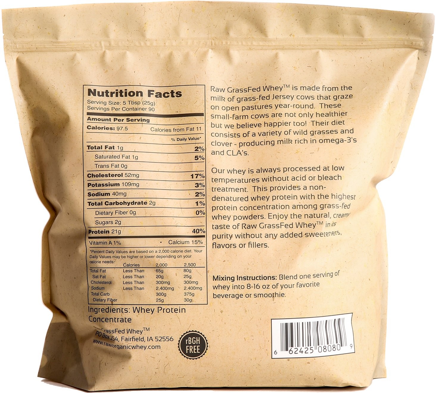 Raw Grass Fed Whey 5LB – Happy Healthy Cows, COLD PROCESSED Undenatured 100%