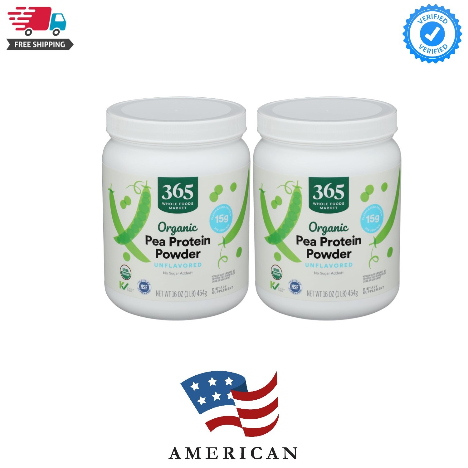 Organic Pea Protein, 16 Ounce Pack of 2