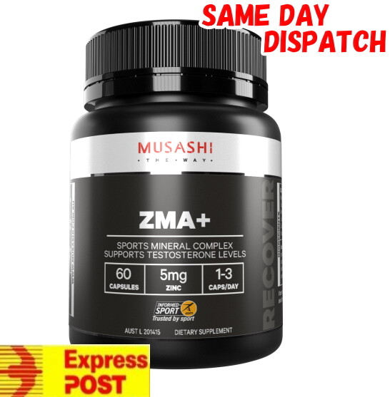 MUSASHI ZMA+ 60 CAPSULES ATHLETE MINERAL BLEND ZINC MAGNESIUM TEST BOOSTER