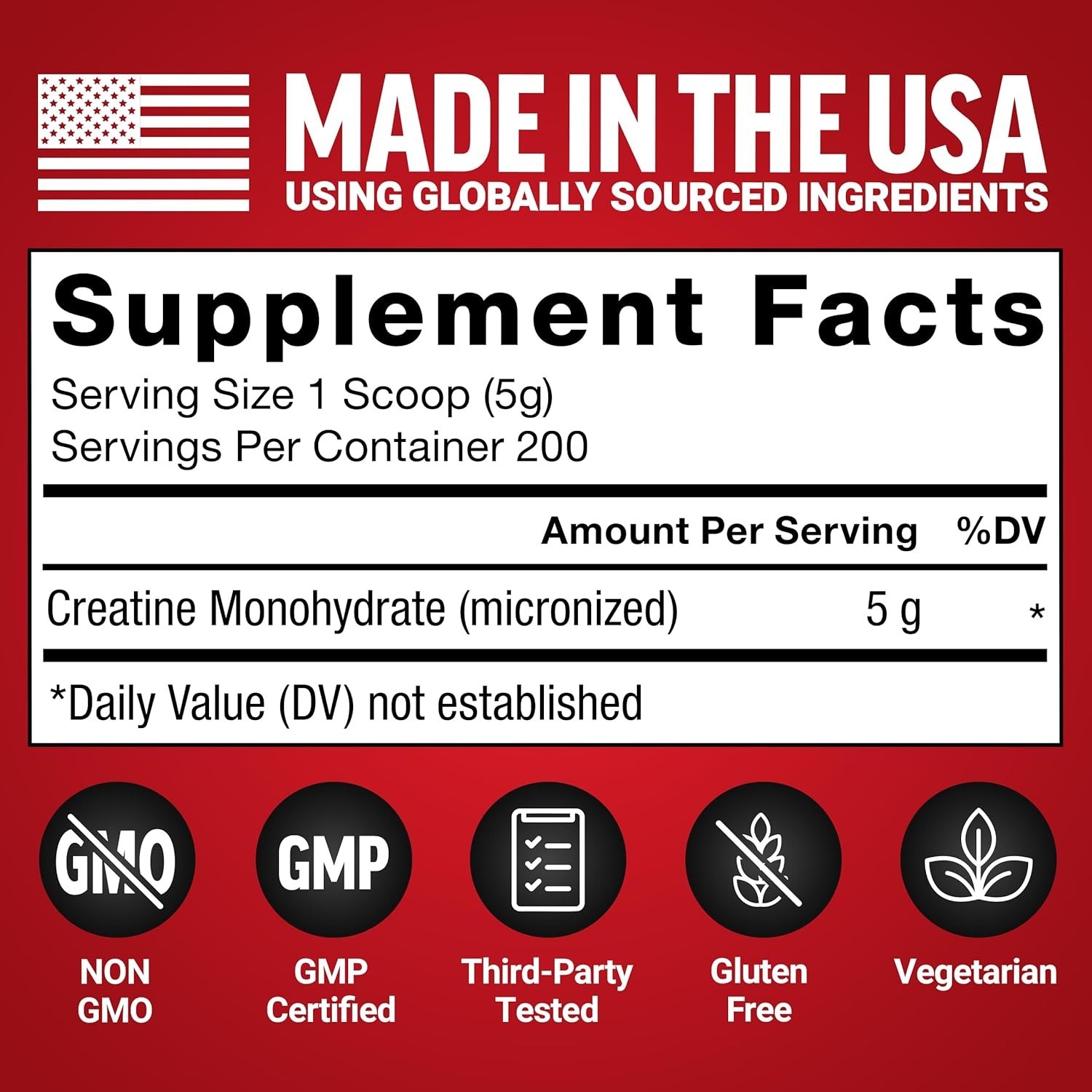 Pure Creatine Monohydrate Powder: 5g Dose for Strength, Recovery & Brain Health