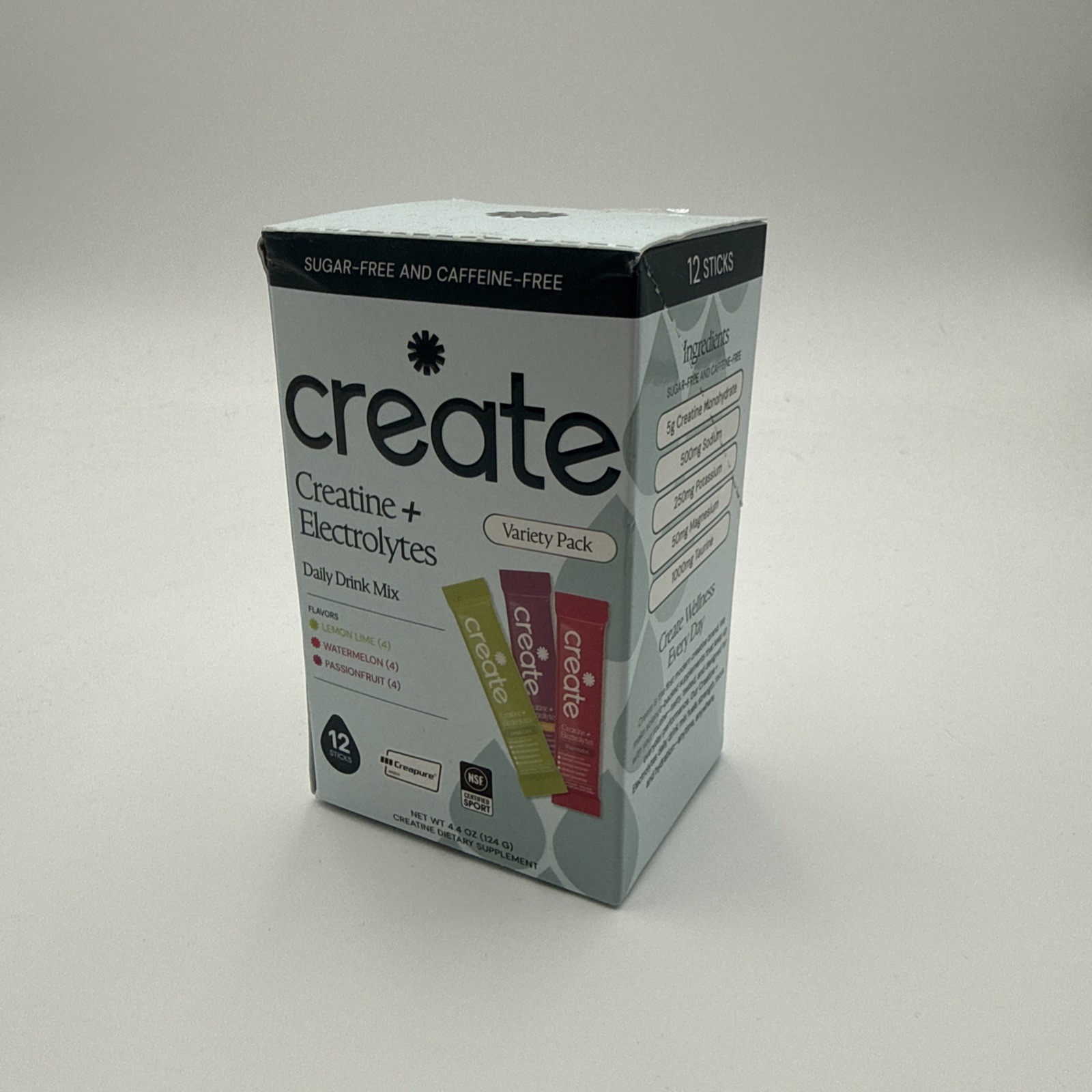 Create Creatine + Electrolytes Powder Variety Pack 12 Sticks Sugar-Free NSF
