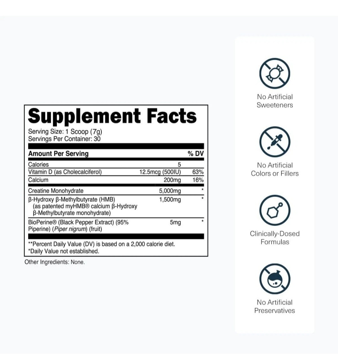 Transparent Labs Creatine HMB Creatine Monohydrate Powder Unflavored 30 Servings