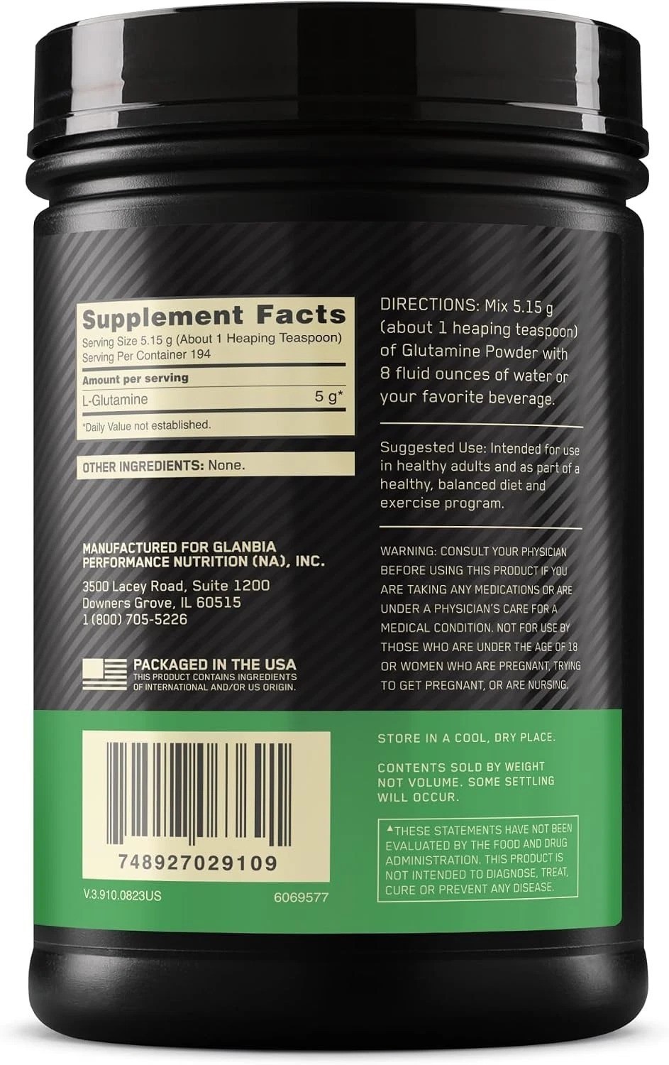 Elite L-Glutamine Powder 1000g for Muscle Recovery – 194 Servings