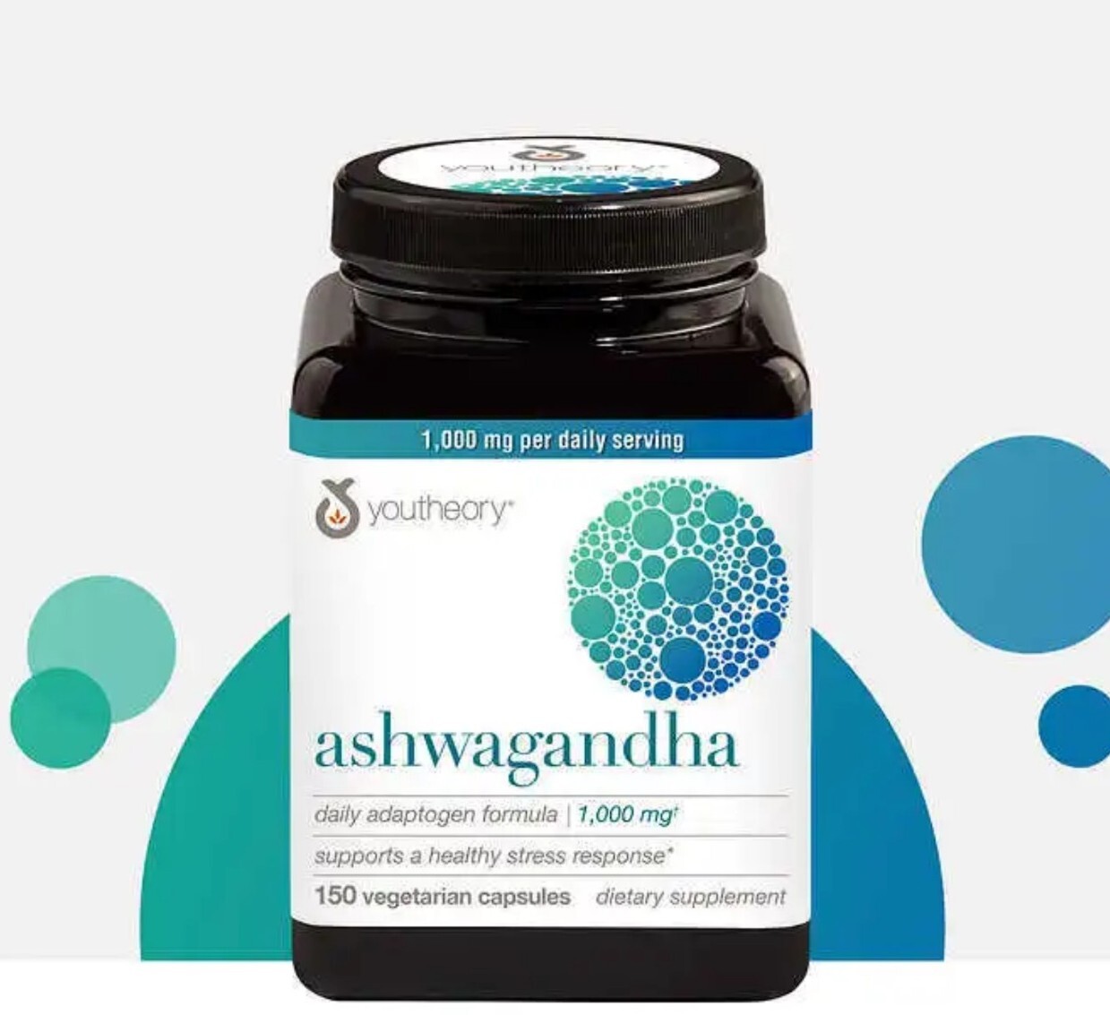youtheory ashwagandha 1000 mg., 150 Capsules – Fresh! – Free Shipping!