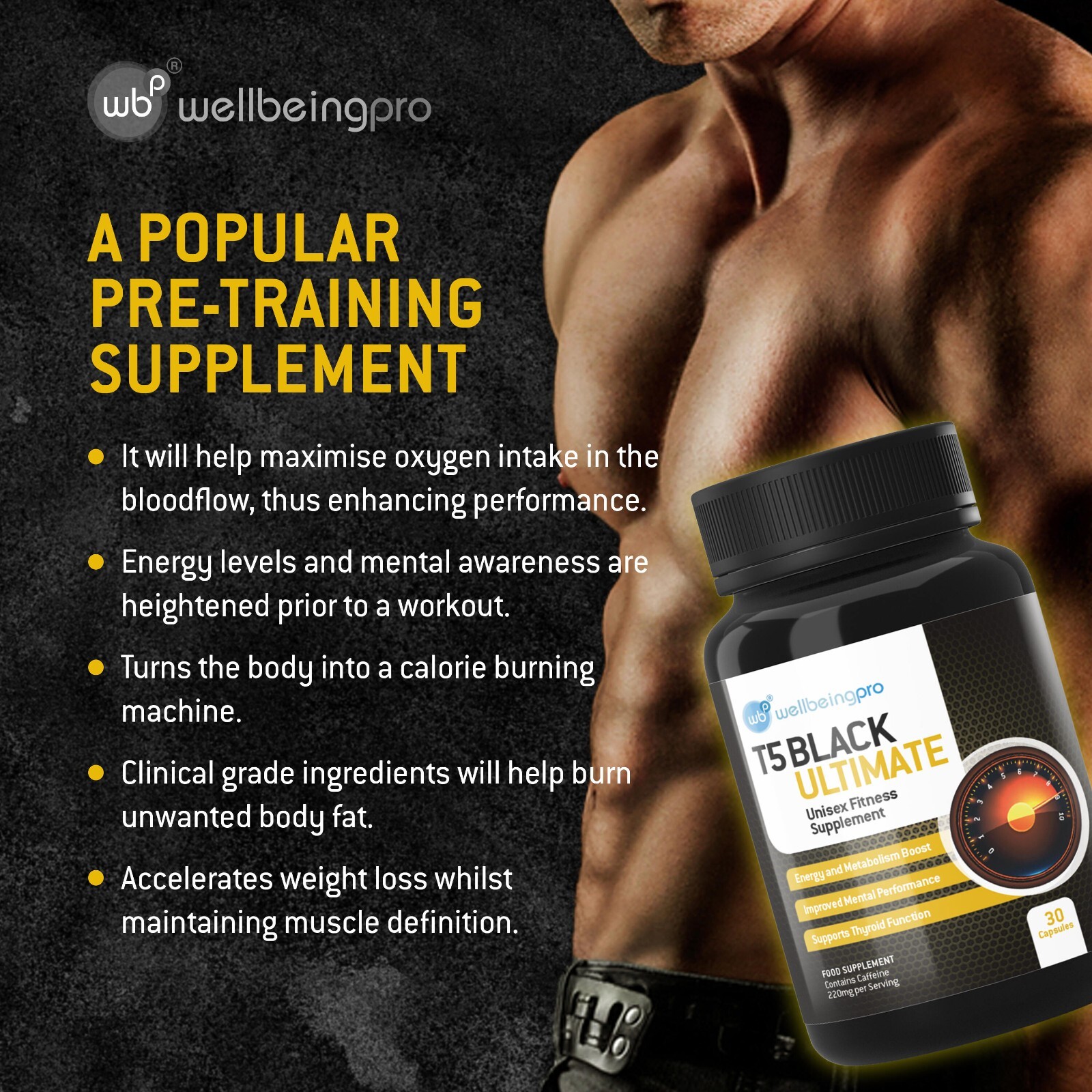 T5 Black Ultimate Strongest Fat Burner Diet Capsules Weight Loss Slimming Pills