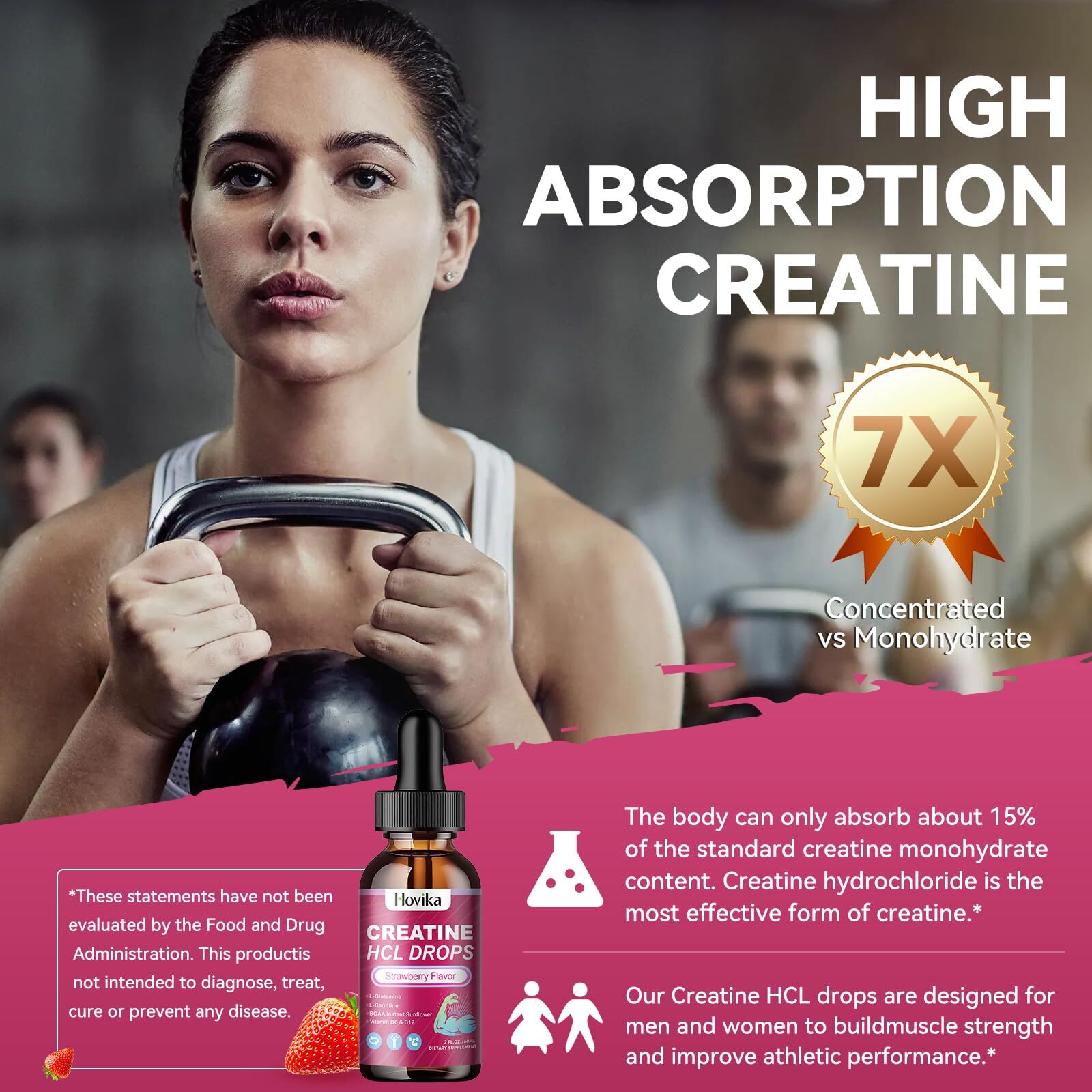 Creatine HCL Liquid Drops for Men & Women Creatine Hydrochloride with L-Carni…