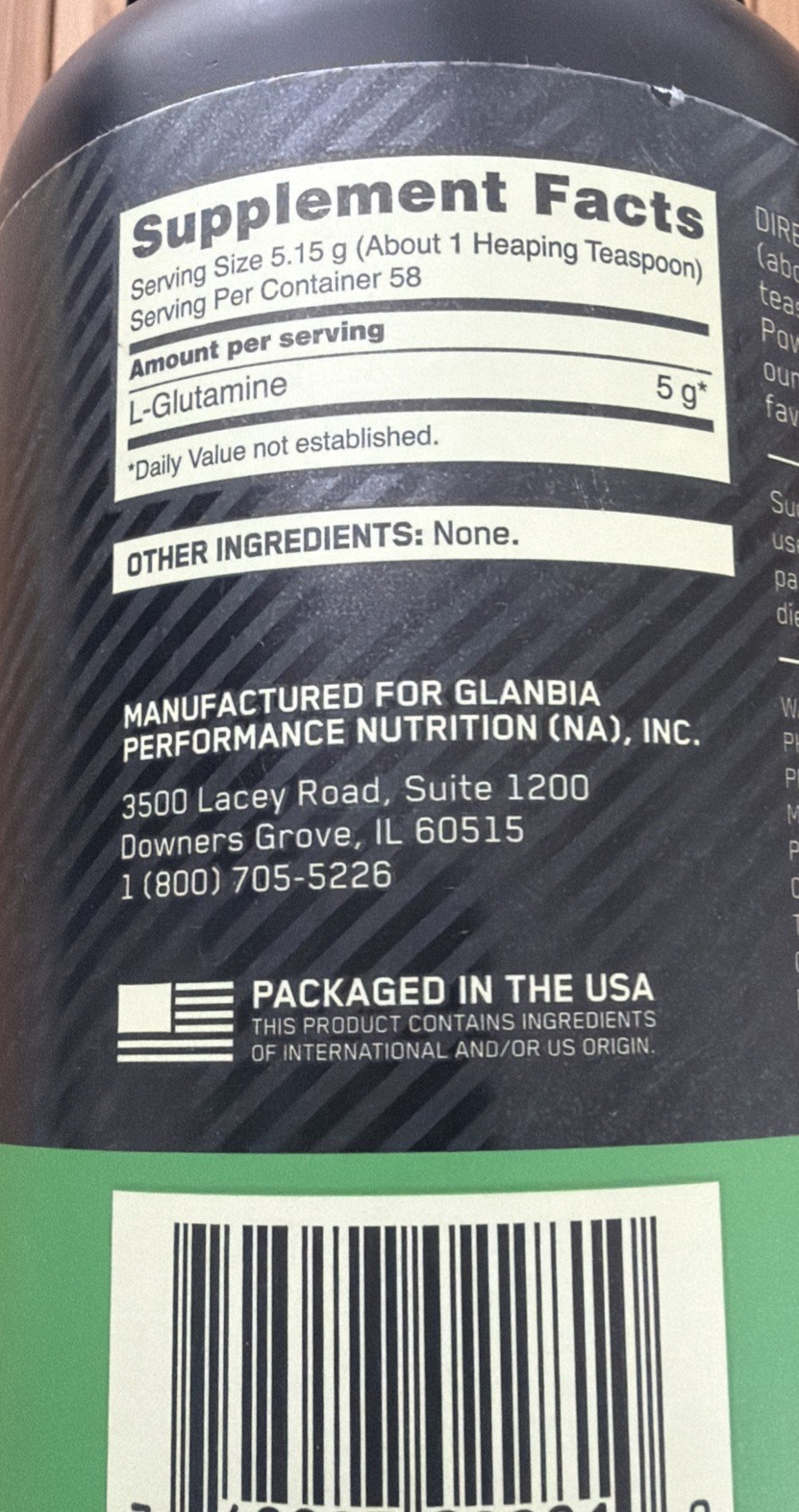 Optimum Nutrition ON Glutamine Powder Unflavored 10.58 oz (300 g) Exp 02/2028
