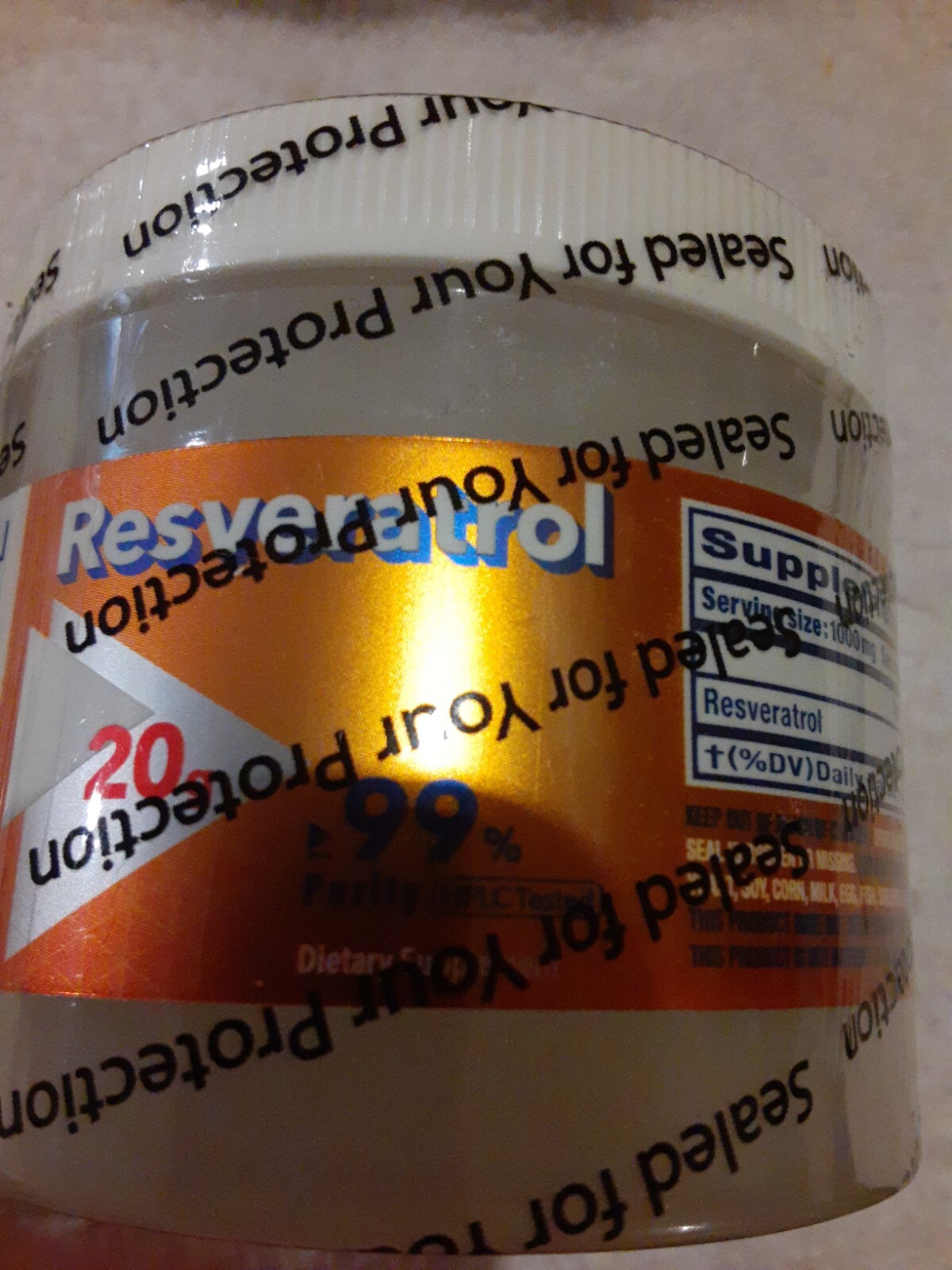 Resveratrol Powder 1000mg Serving 99% Pure Micronized 20g