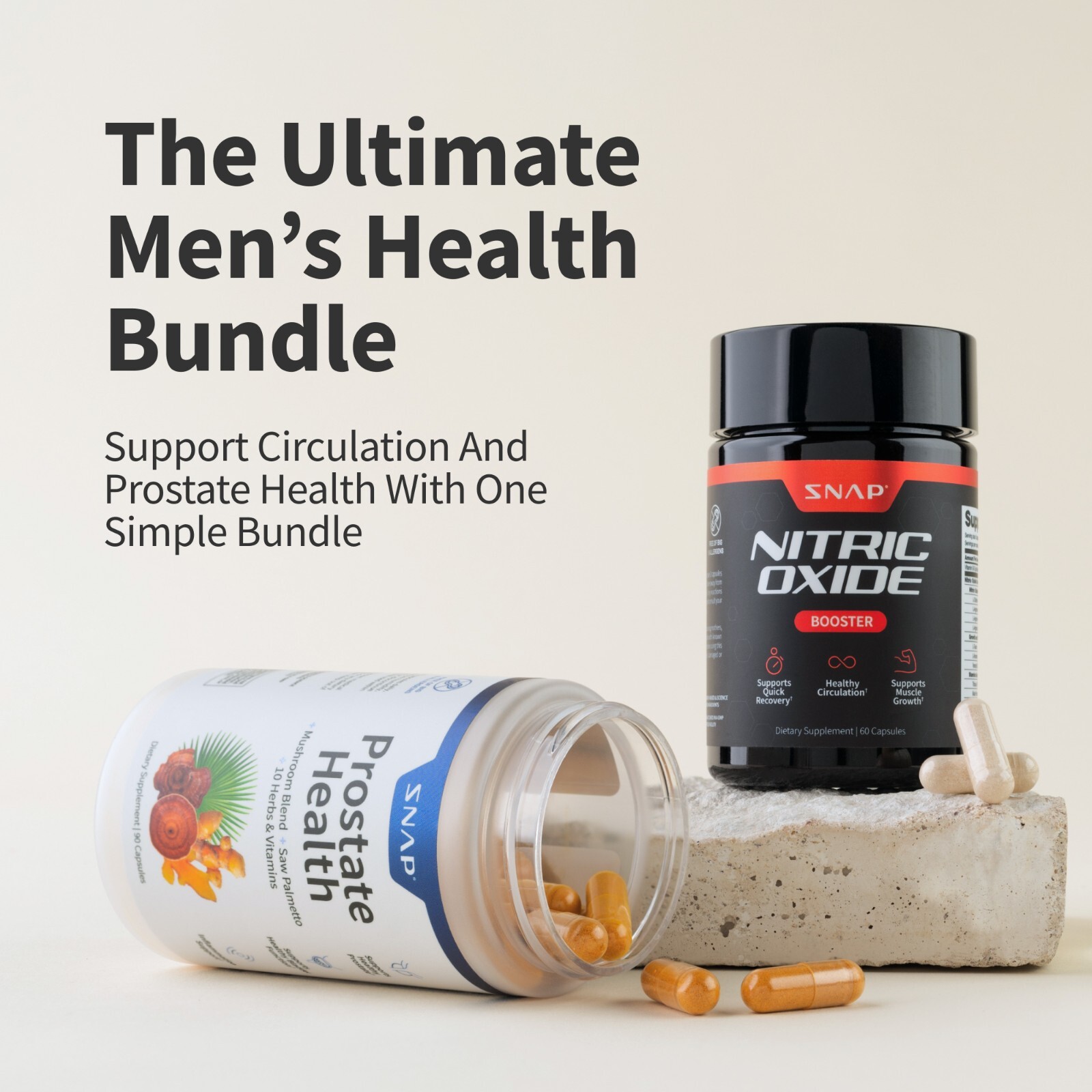 SNAP Prostate + Nitric Oxide Booster Saw Palmetto L-Arginine L-Citrulline 2 PACK