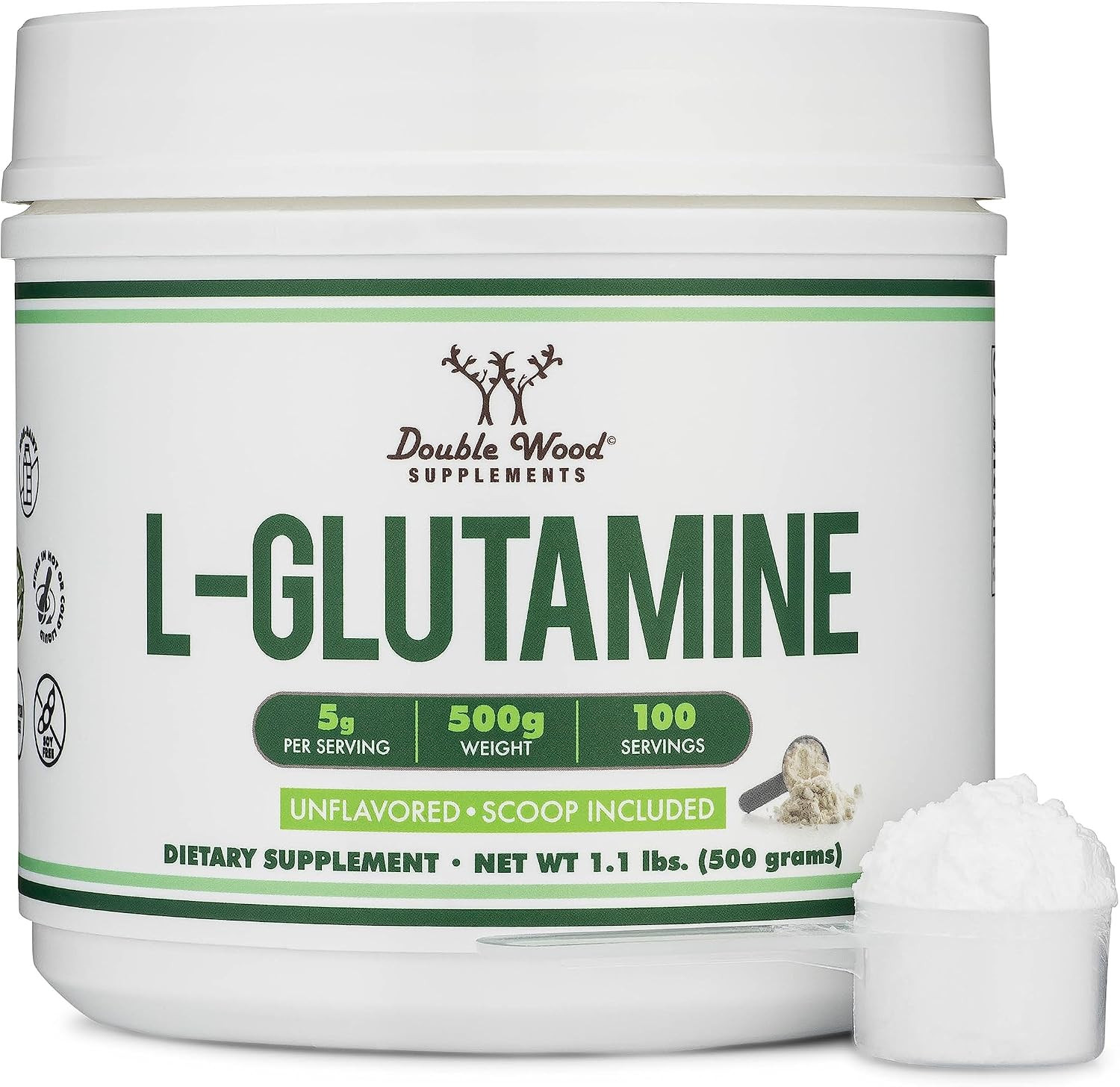 L Glutamine Powder 1.1Lbs (100 Servings of 5 Grams Each – Third Party Tested L-G