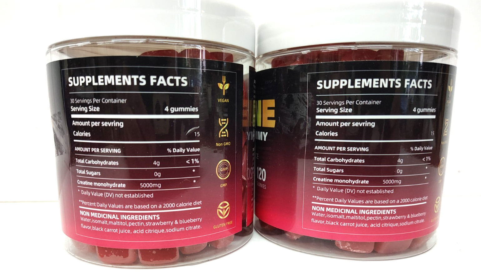 Bageto Creatine Monohydrate 5000mg Berry Gummies (120/Bottle, 2 Bottles) EX 4/27