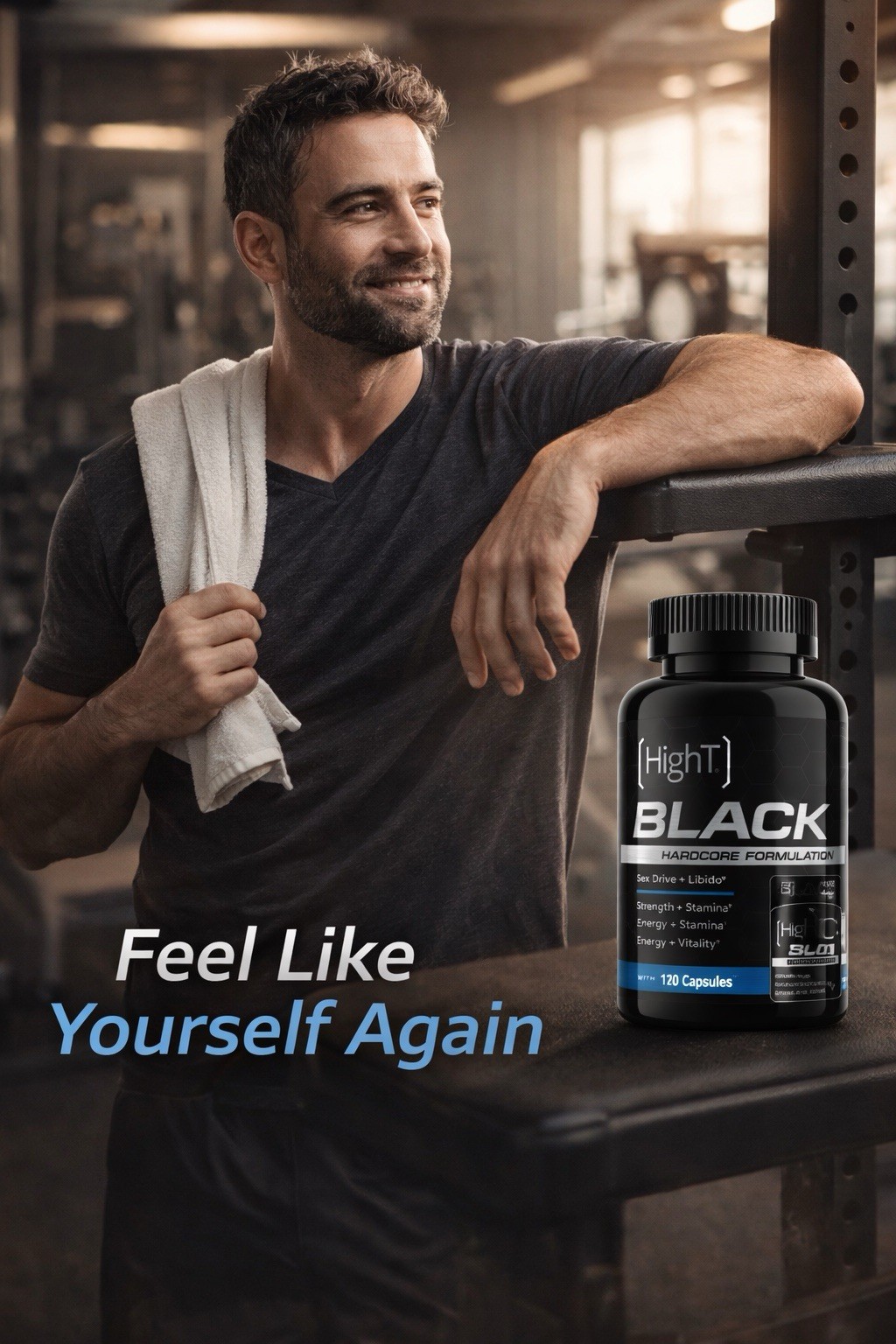 High T Black Capsules 2 Pack Energy Wellness Support for Men 120ct Each
