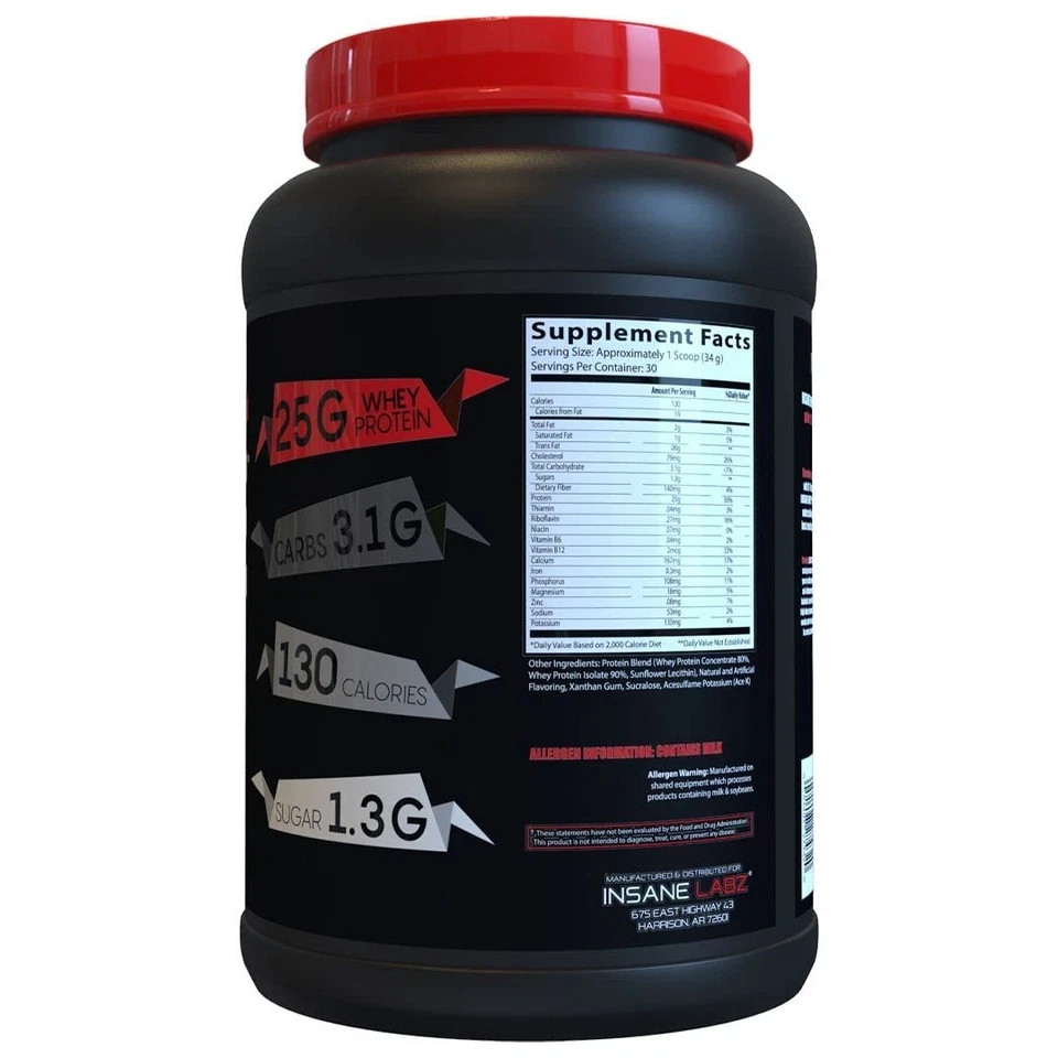 Insane Labz Insane Whey,100 Muscle Building BIRTHDAY CAKE 2LB