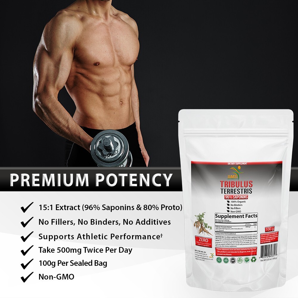 Tribulus Terrestris Test Booster, Energy Boost 96% Saponin Organic 100g Powder