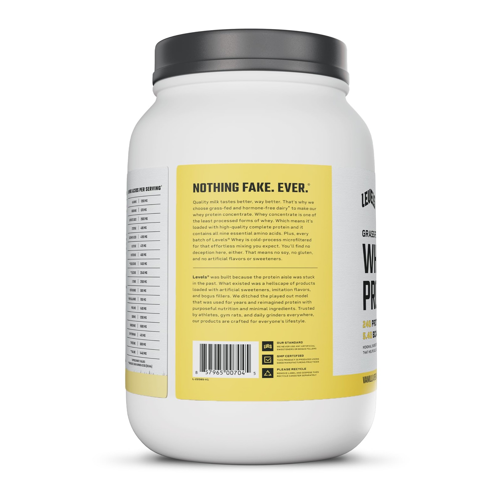 Levels Grass Fed Whey Protein Powder, No Artificials, 24G of Protein, Vanilla…
