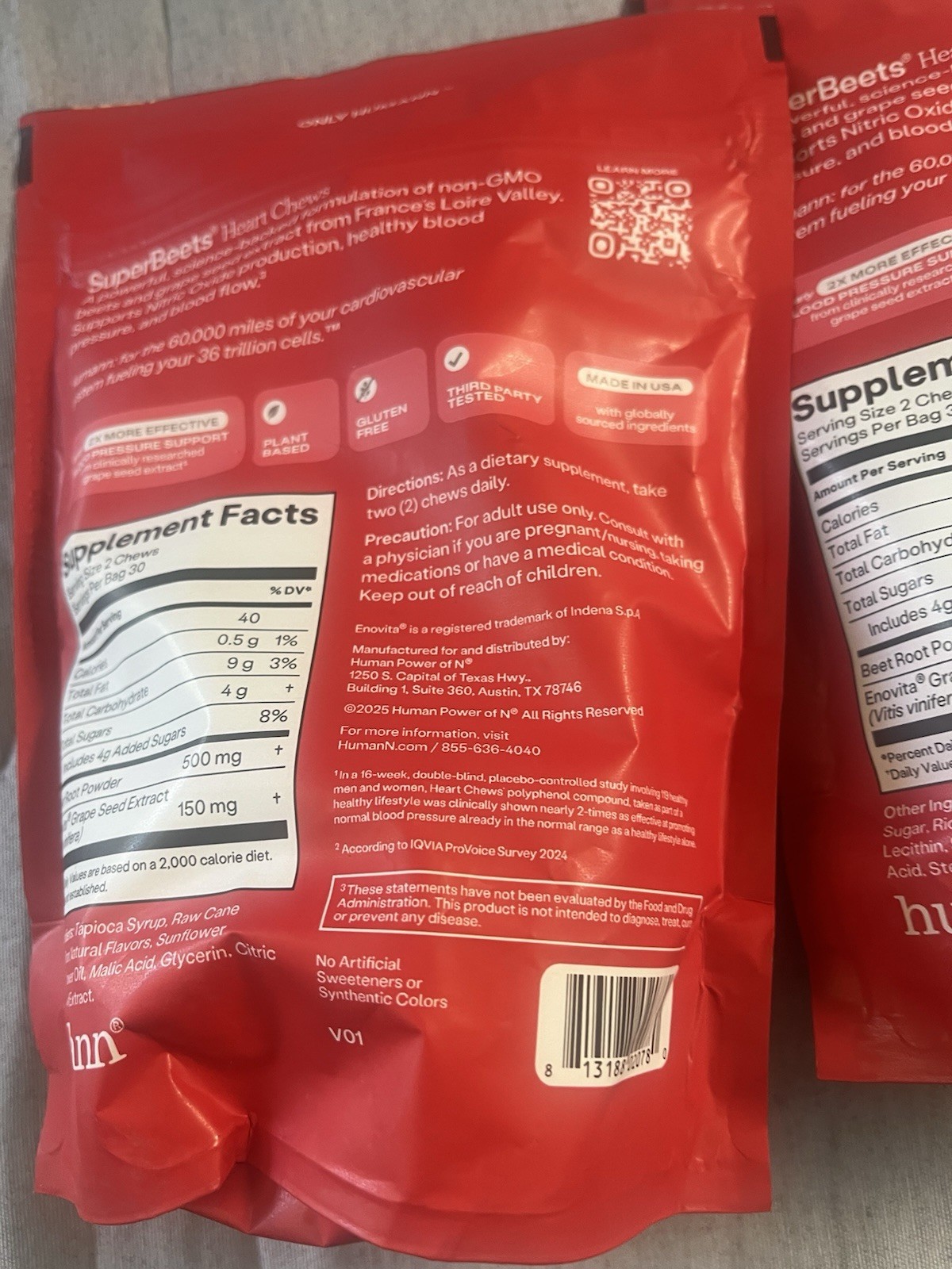 ✨2 LOT HumanN Superbeets Heart Chews – Nitric Oxide Prod. | Blood Pressure | 2