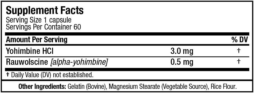 Yohimbine + Rauwolscine, 60 Capsules pack of 3