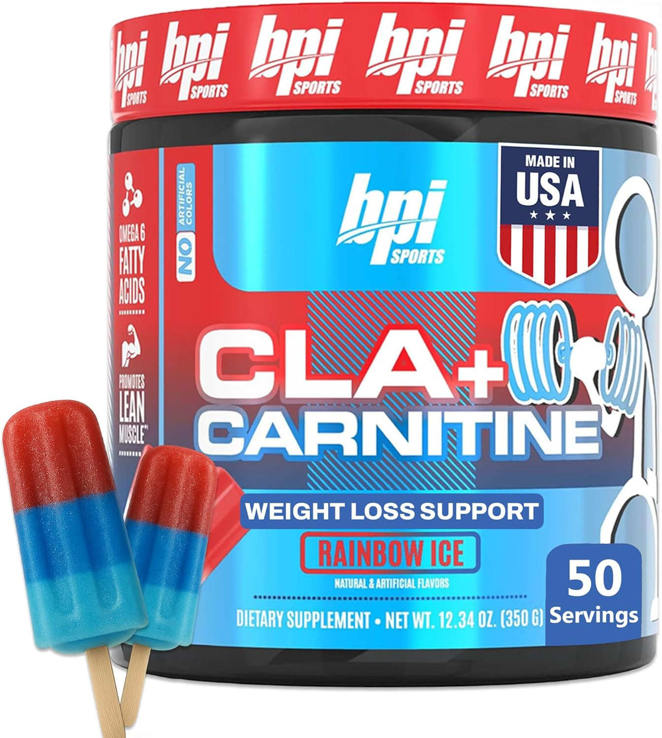 BPI Sports CLA + Carnitine Powder, Snow Cone, 50 Servings, Weight Loss & Lean Mu