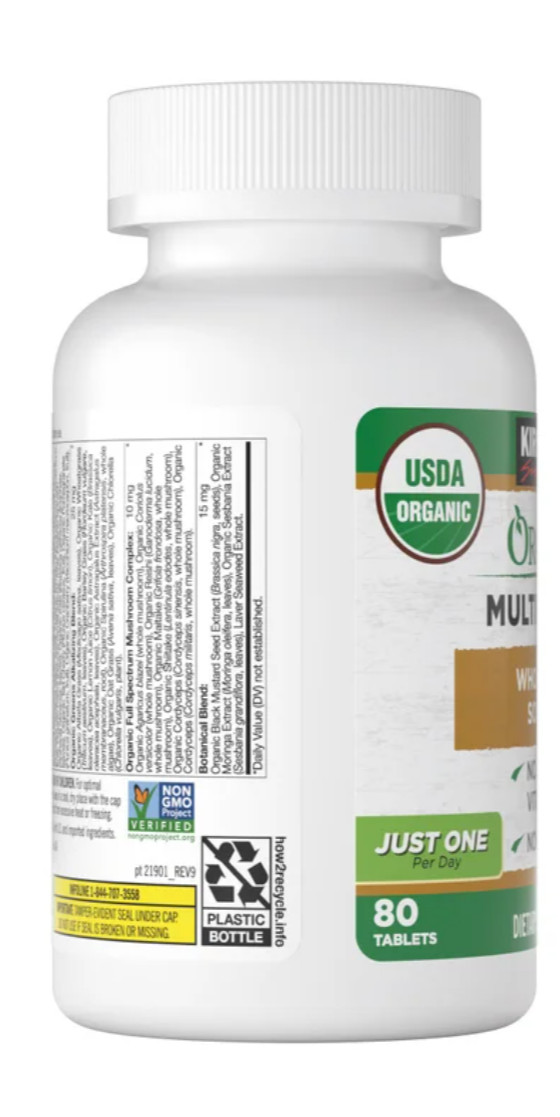 Kirkland Signature USDA Organic Multivitamin, 80 Tablets. EXP : 9/27