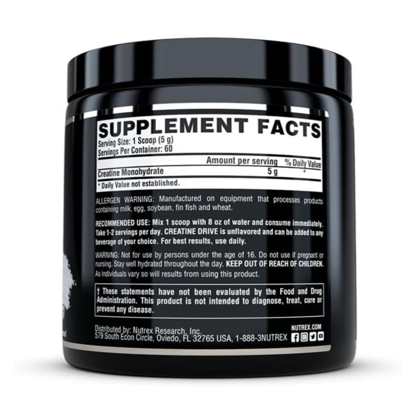 Nutrex Research Creatine Monohydrate Powder 60 Servings | Unflavored 5G Microniz