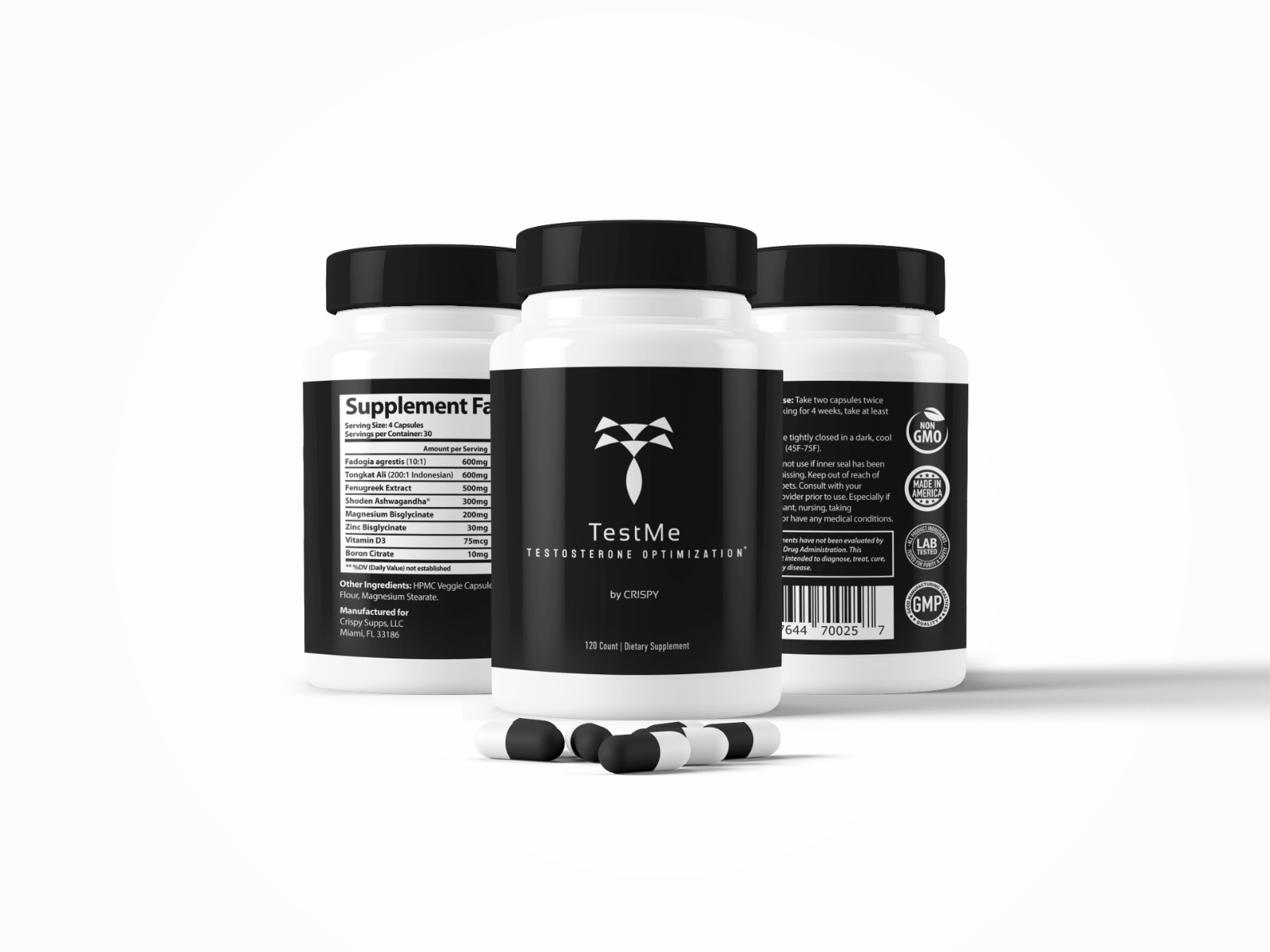 Natural Testosterone Booster Test Me by Crispy Supps 30 Servings