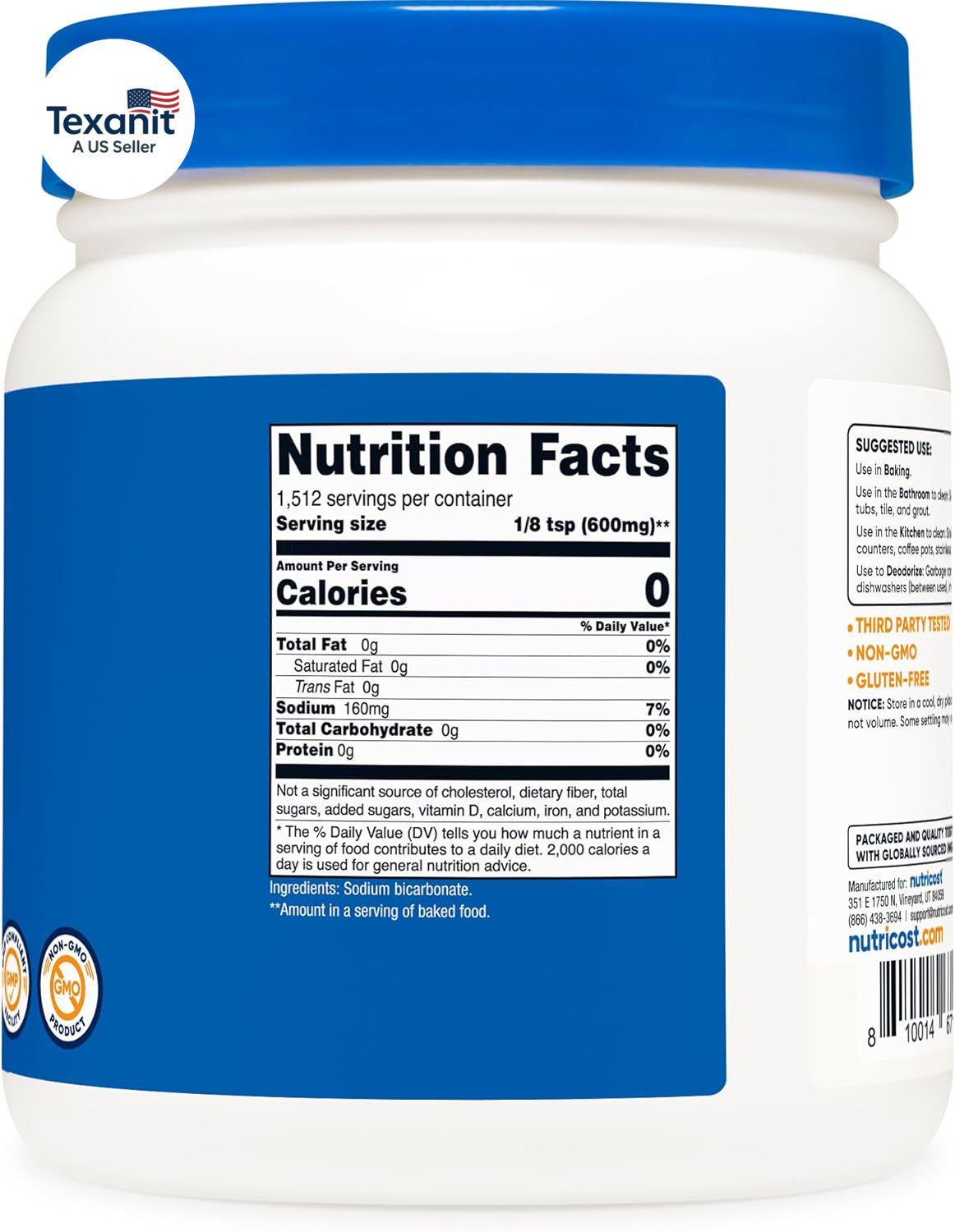 Sodium Bicarbonate (2 LB) – 600Mg per Serving, Non-Gmo, Gluten Free