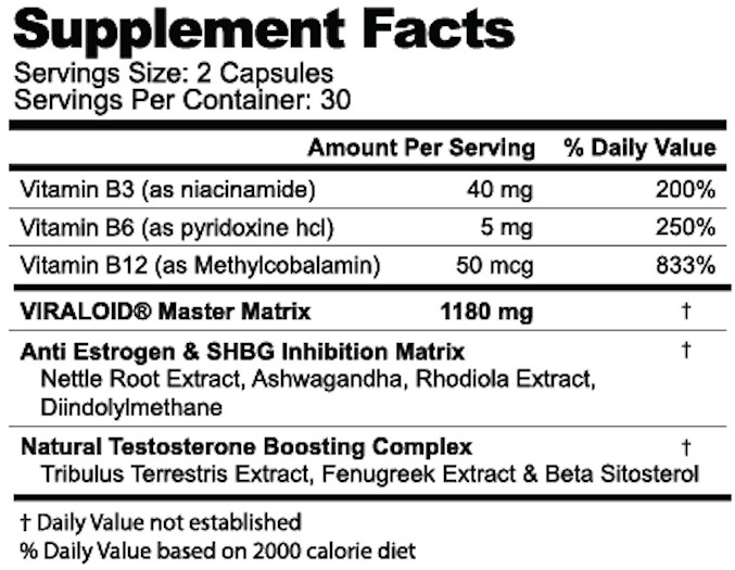 Testosterone Booster Build Muscle Strength 3 Bottles Viraloid by Vyotech