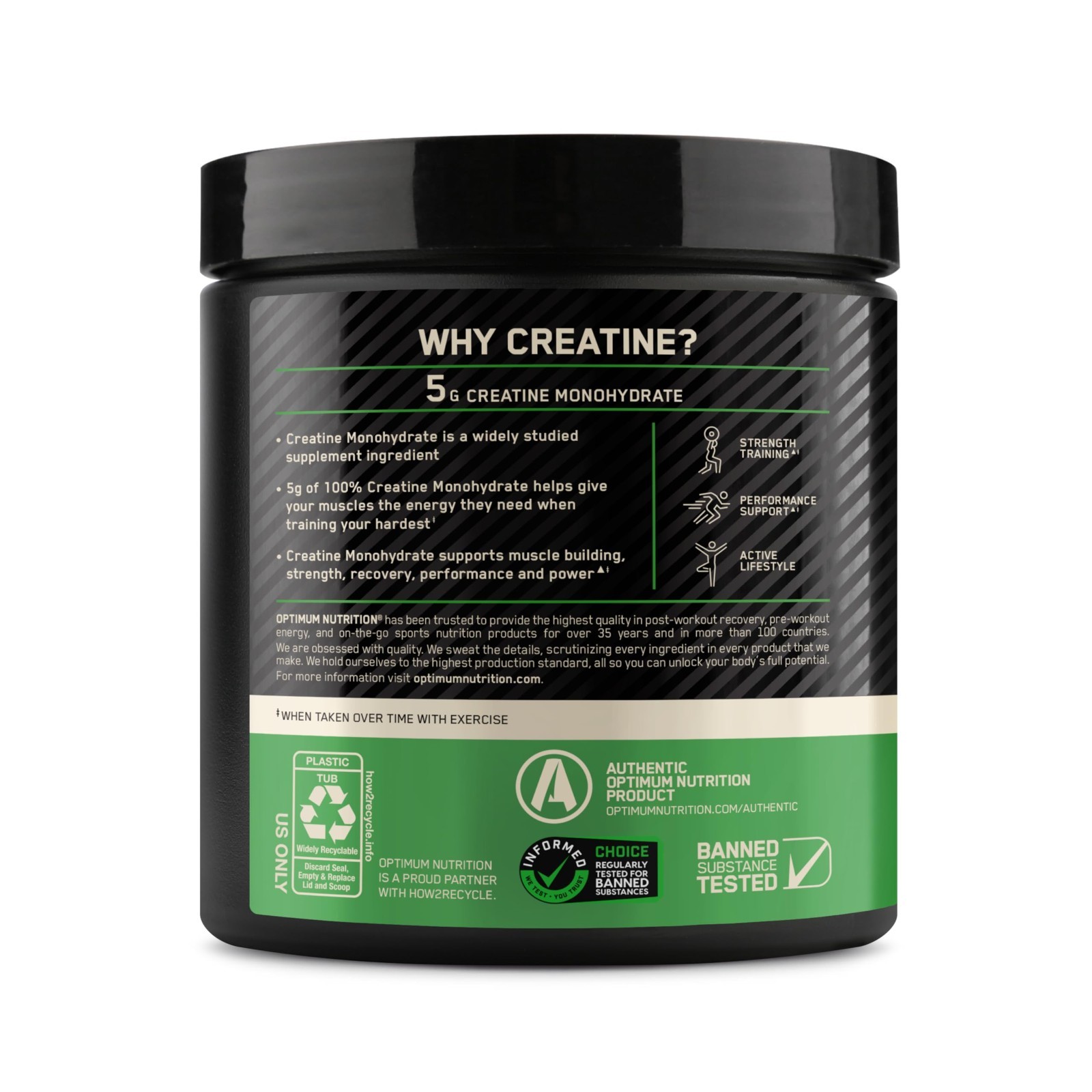 Micronized Creatine Monohydrate Powder, 5g per Serving, Strength & Recovery, 60