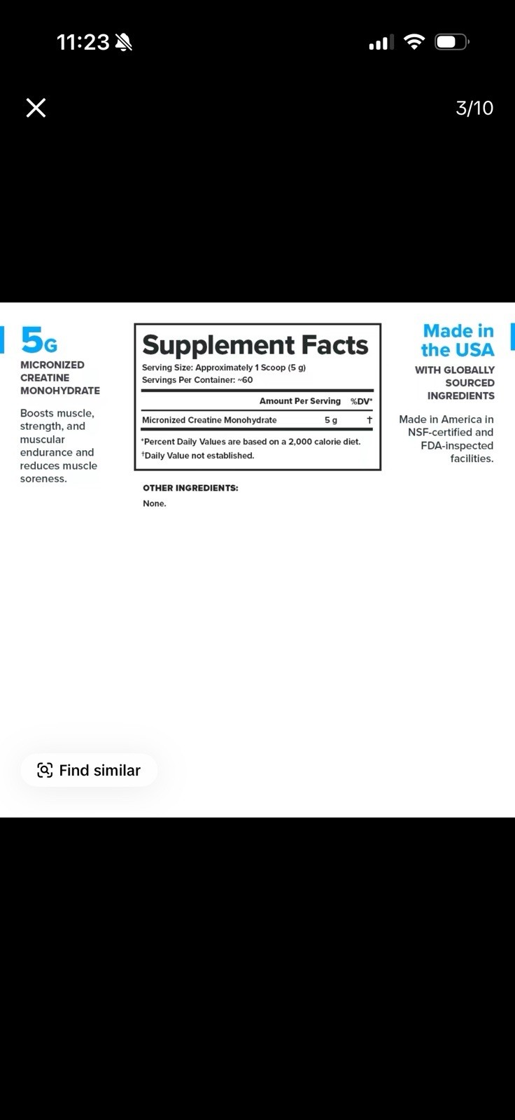 LEGION Micronized Creatine Monohydrate Powder – 60 Servings, Unflavored