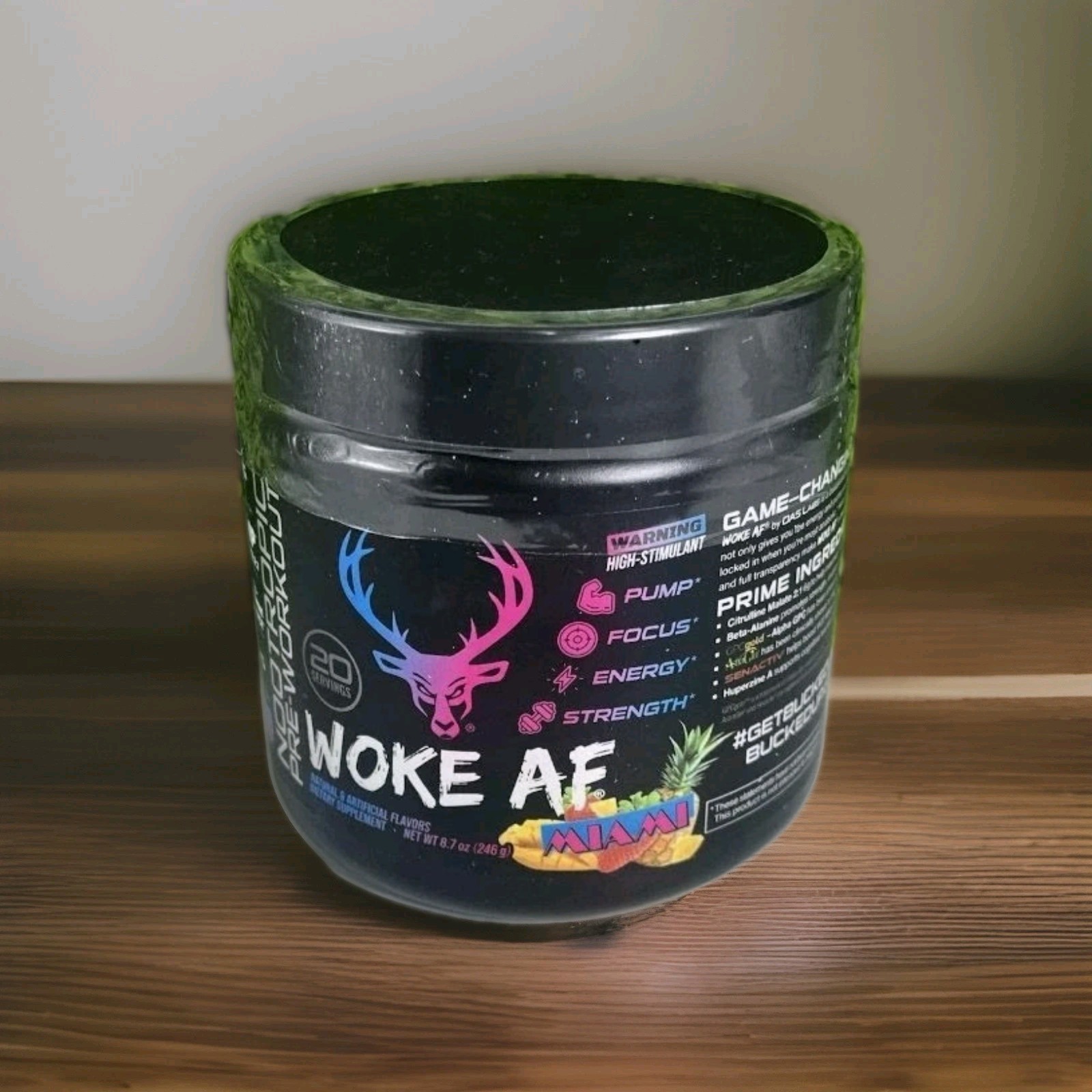 Bucked Up Woke AF Miami, 20 Servings, Pre-Workout Powder *NEW*