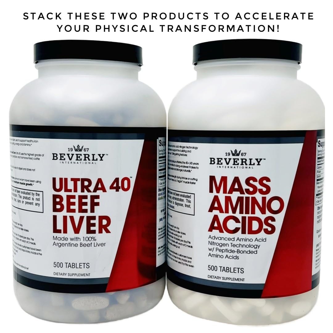 Beverly International Mass Amino Acids, 500 Tabs. Use Pre-Post Workout, with Mea