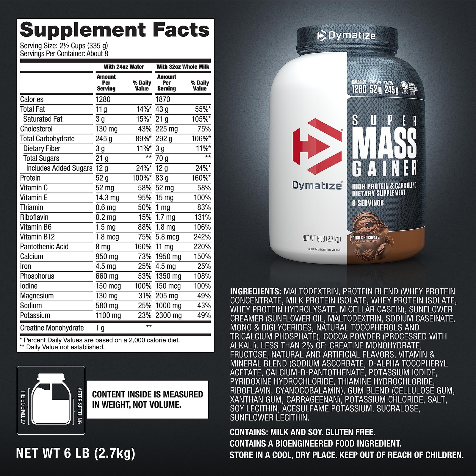 Dymatize Super Mass Gainer Protein 6 Pound (Pack of 1), Rich Chocolate