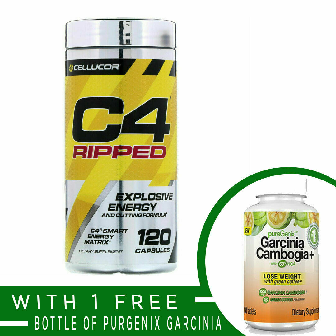 Cellucor C4 RIPPED Energy & Cutting Formula – 120 caps BURN FAT + FREE GARCINIA