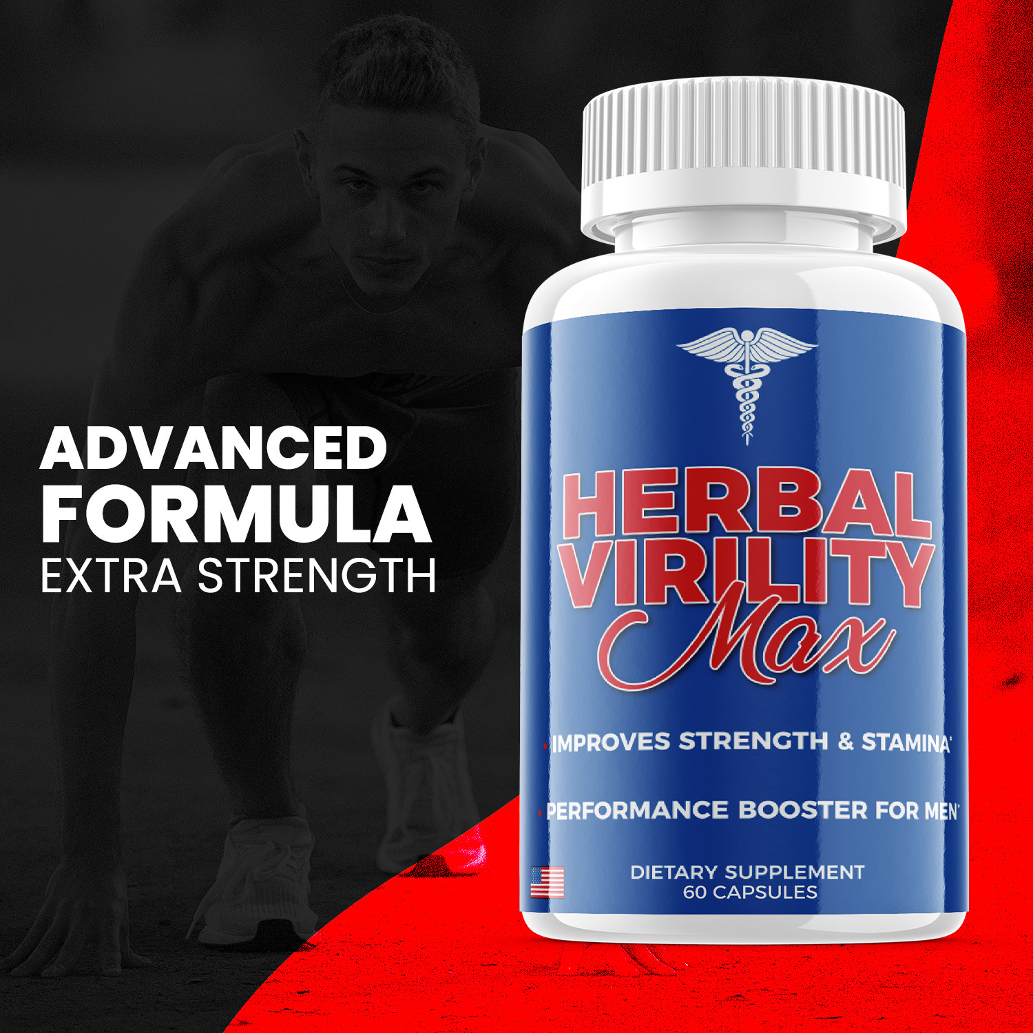 (5 Pack) Herbal Virility Max Men Pills for Male Support & Energy (300 Capsules)
