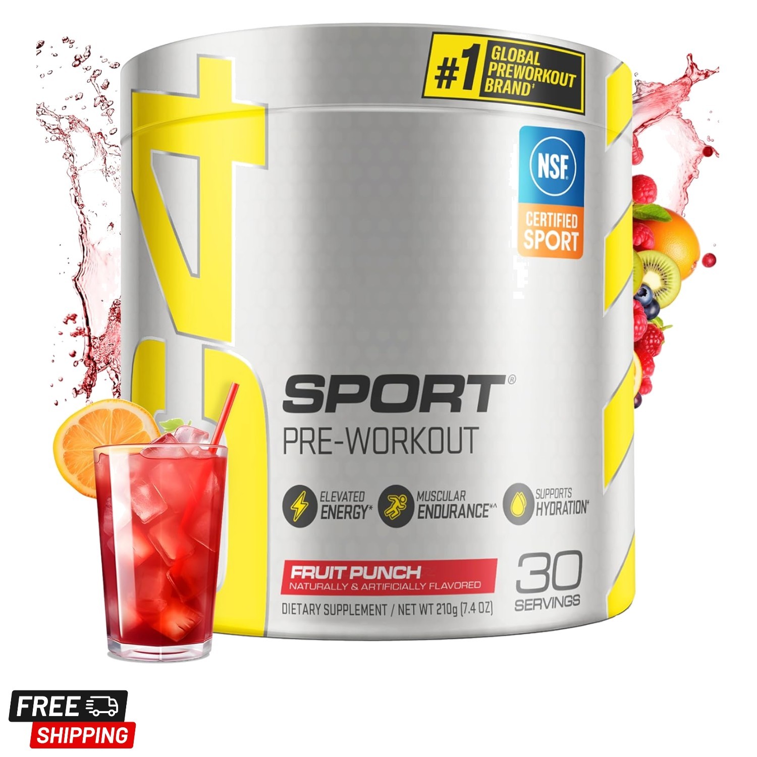 C4 Sport Pre Workout Powder Fruit Punch – NSF Certified for Sport | 30 Servin…