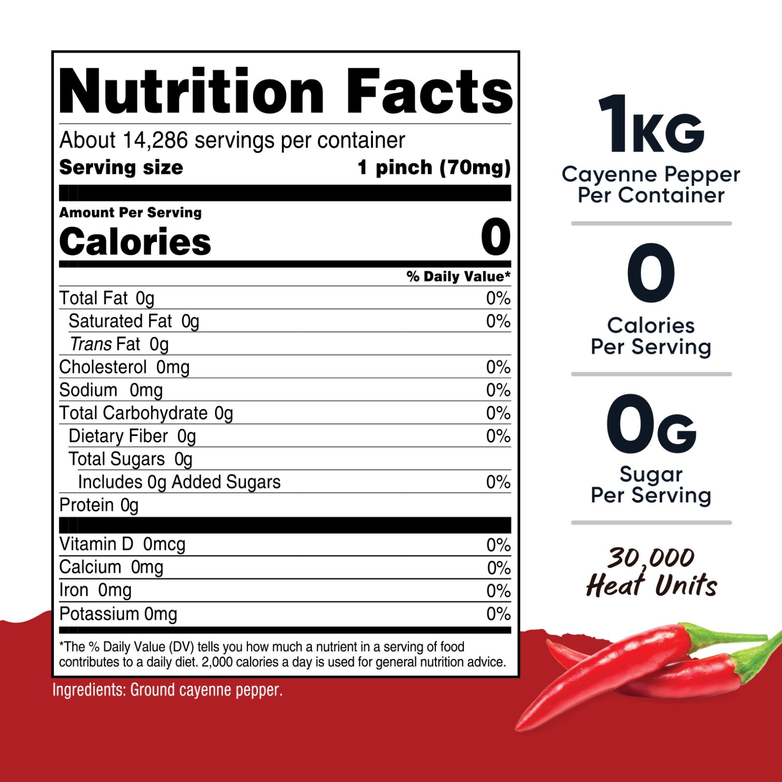 Nutricost Pantry Cayenne Pepper 30,000 Heat Units, Ground Red Pepper Powder
