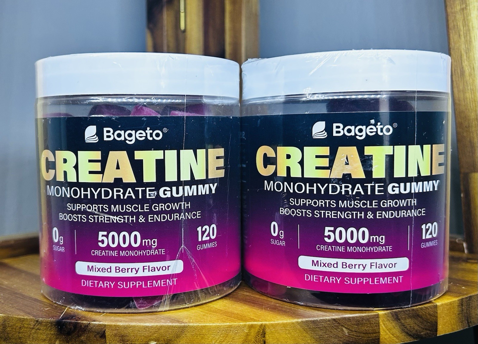 Bageto Creatine Monohydrate HCL Gummy 5000 Mg Mixed Berry Flavor-LOT OF 2
