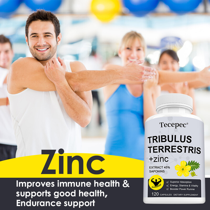 Tribulus Terrestris 1500mg per serving Minimum 45% Saponins Extract with Zinc