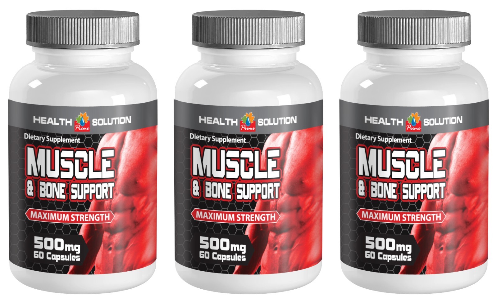 Muscle and Joint Healing and Recovery 500mg (3 Bottles, 180 Capsules)