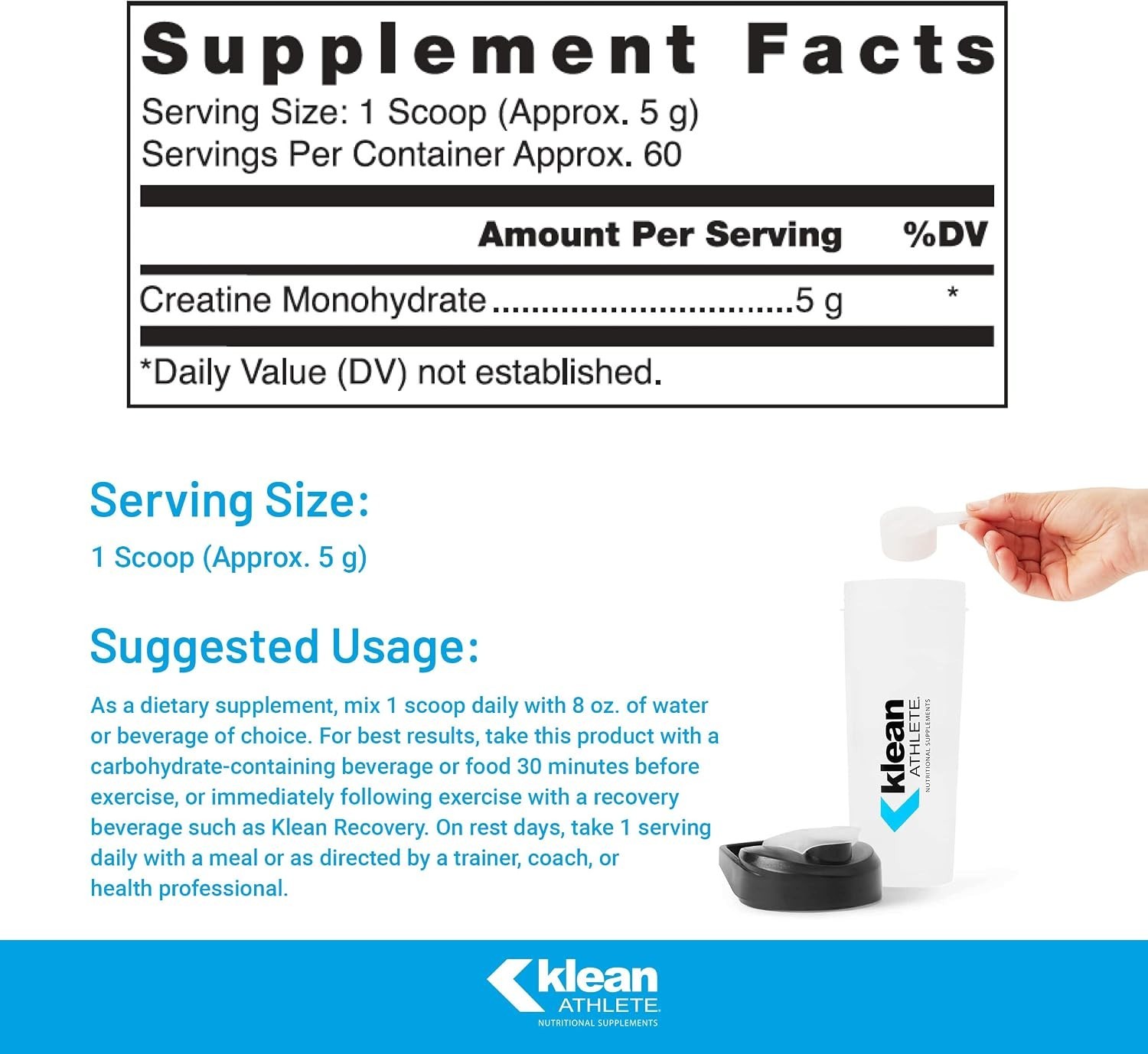 Klean Creatine Powder – Muscle Strength & Recovery – 11.1 oz