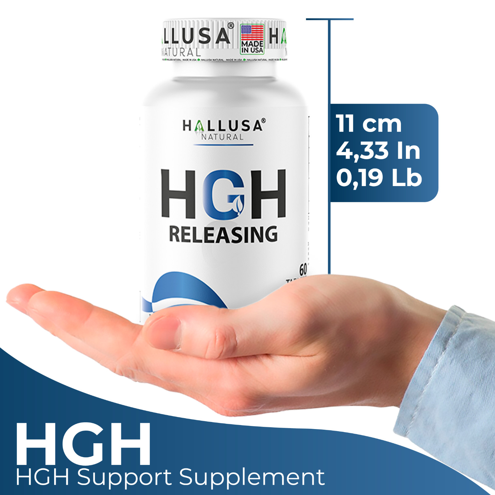 HGHBooster – Natural Growth Support – Energy & Performance – L Arginine, 60 Tabs