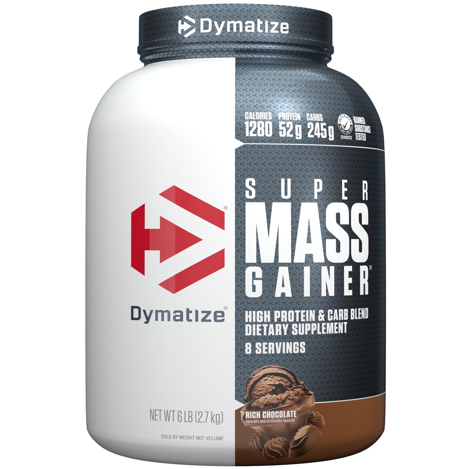 Super Mass Gainer Protein Powder, Rich Chocolate, 52g Protein, (8 Servings)