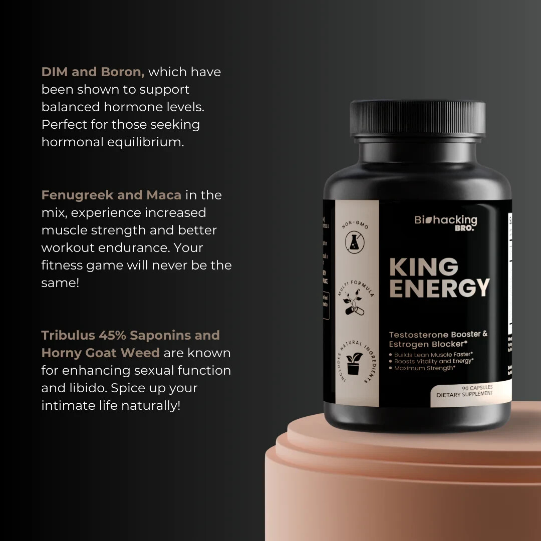 Testosterone Booster Tablets Biohacking Bro King Energy – 90 Count EXP 05/2028