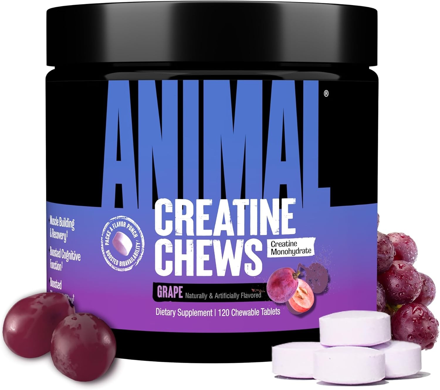 Animal CREATINE CHEWS – 5Gm Performance Creatine Monohydrate 120 Chewable Tablet
