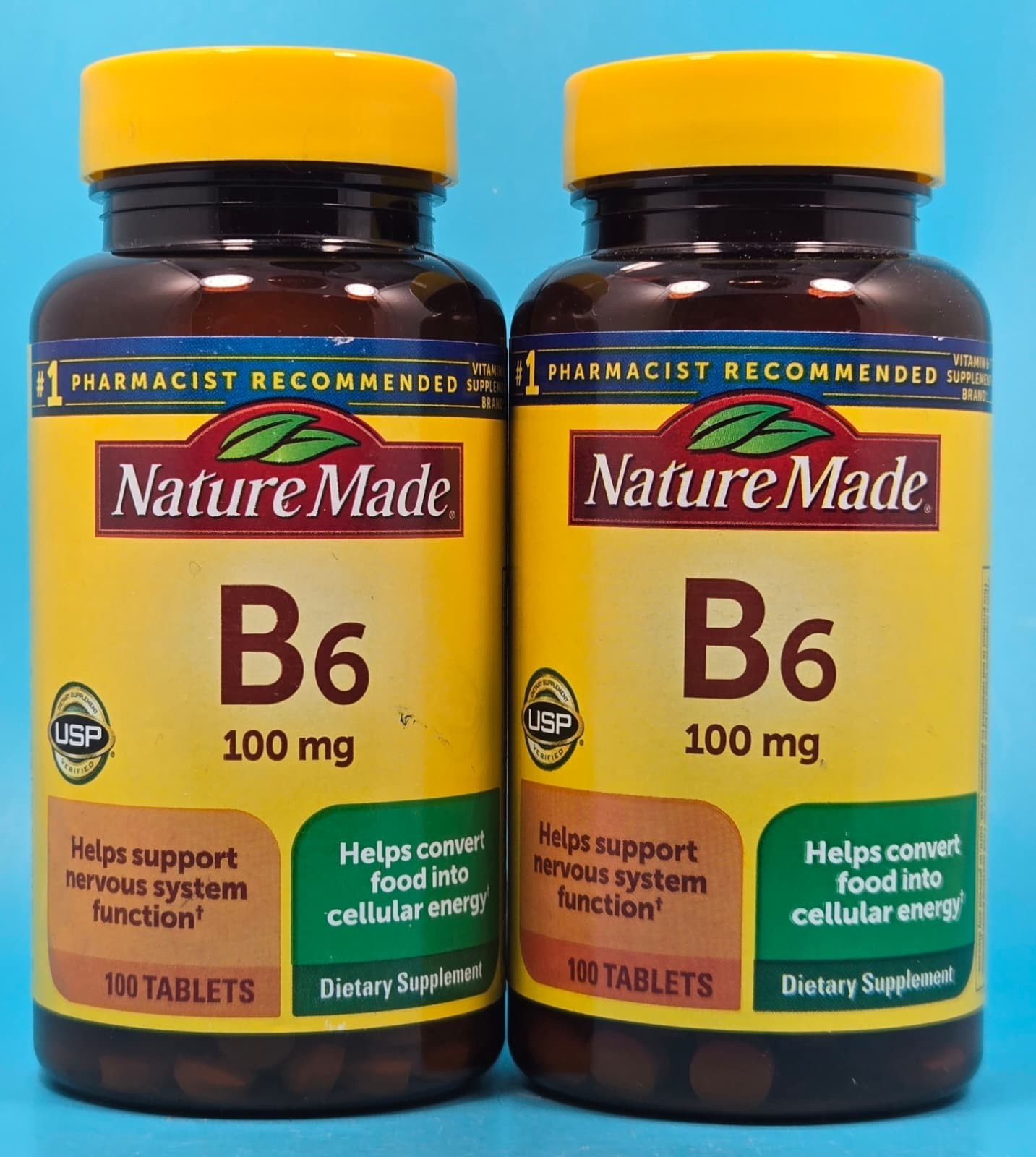 Lot Of 2 Nature Made Vitamin B6 100mg Support Nervous System 100 Pc Exp 06/2029+