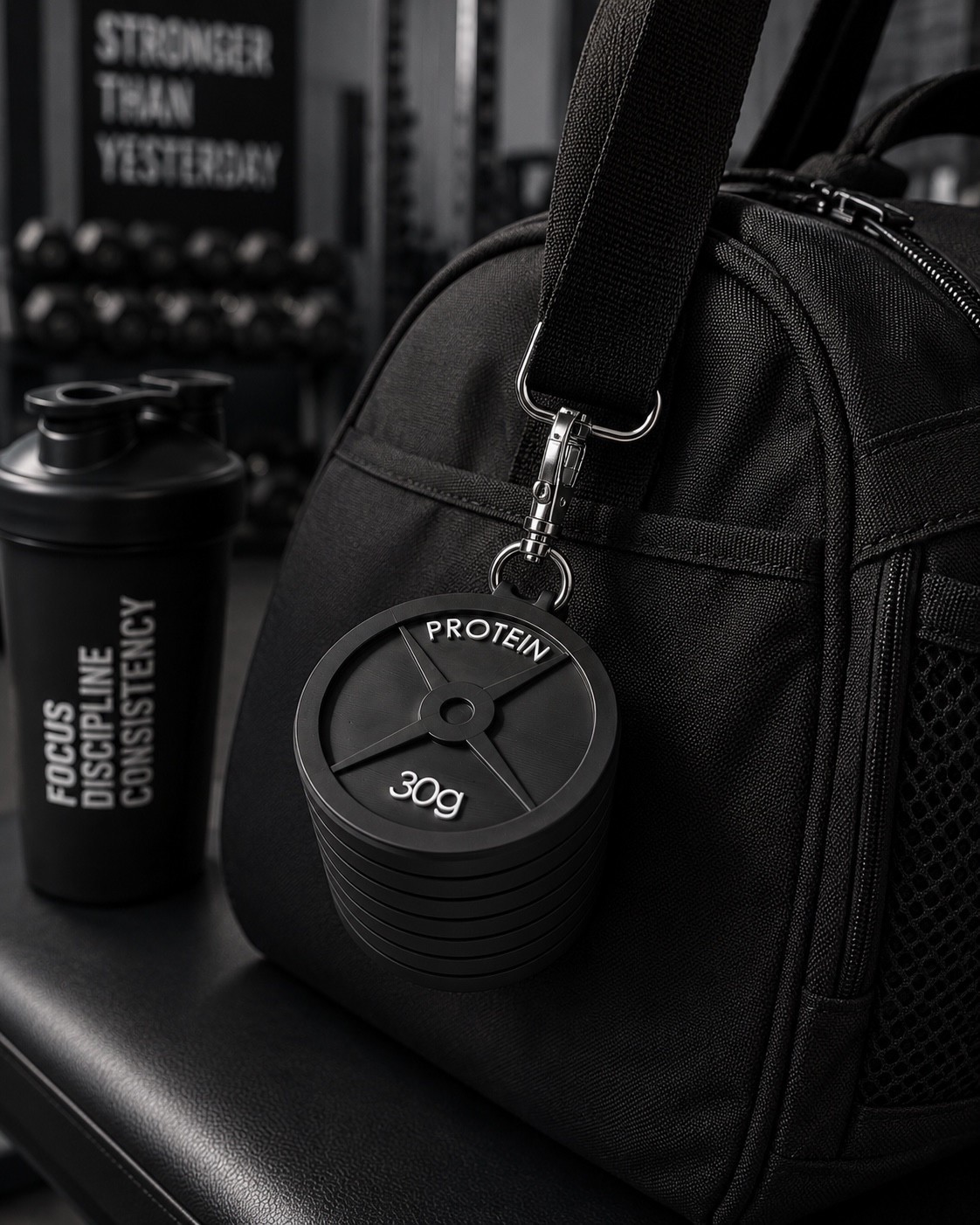 30g Protein Powder Container Keychain | Portable Supplement Storage | Gym Access