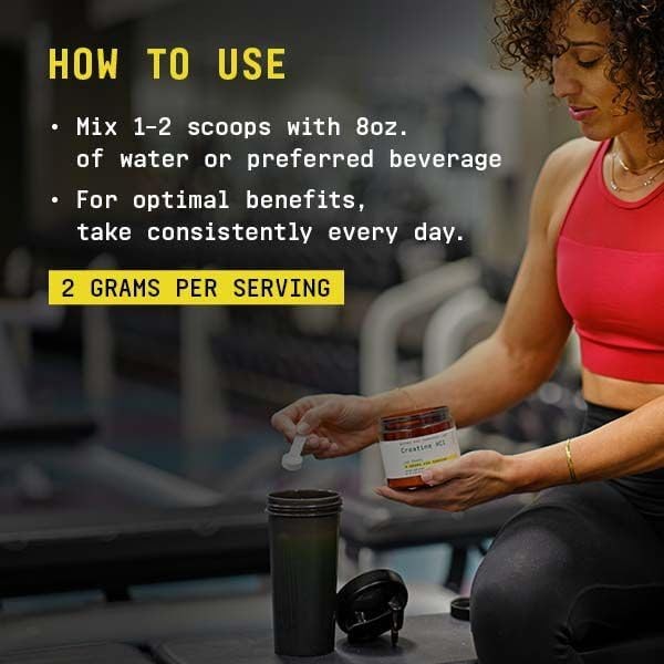 BEYOND RAW Creatine HCl Powder, Science Backed, Lab Grade, 60 Servings