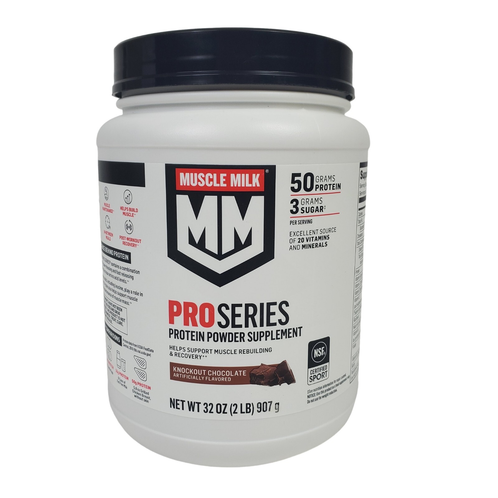 Muscle Milk Pro Series Protein Powder Supplement Knockout Chocolate 2 lb 08/25