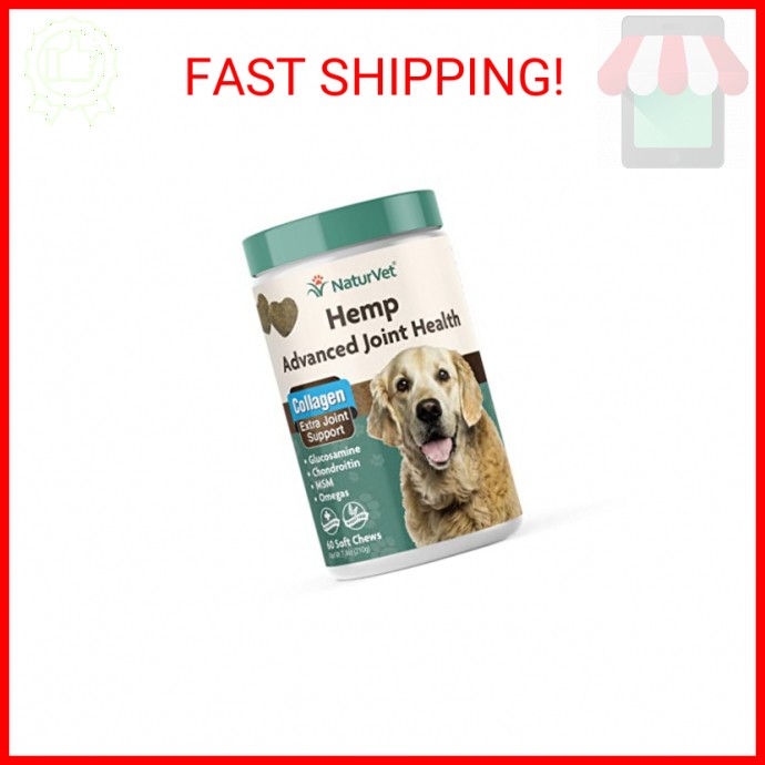 NaturVet Hemp Advanced Joint Health Dog Supplement Plus Hemp Seed – Helps Suppor